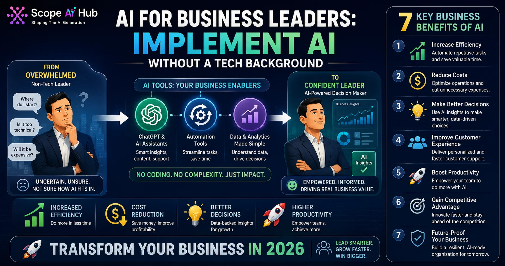 AI for Business Leaders: How to Implement AI Without a Tech Background